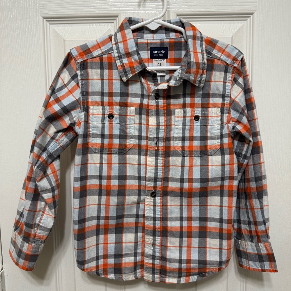 Carter's Orange and Gray Plaid Shirt